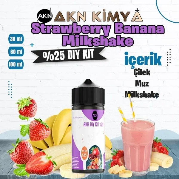 %25 Strawberry Banana Milkshake Yüksek Aroma Dıy Kit