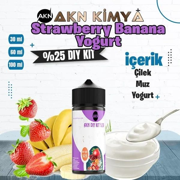 %25 Strawberry Banana Yogurt Yüksek Aroma Dıy-Kit 