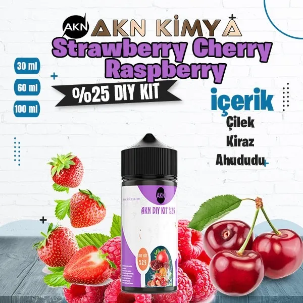 %25  Strawberry Cherry Raspberry Yüksek Aroma Dıy-Kit 
